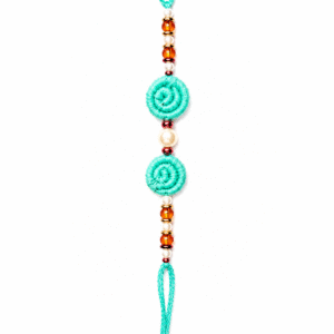 Turquoise Double Spiral Pine Leaf Rakhi