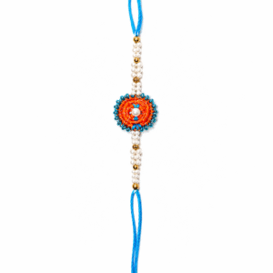 Sunrise Pine Leaf Rakhi with Pearl Strand