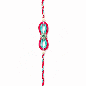 Infinity Pine Leaf Rakhi with Crystal Flower Charm