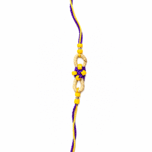 Royal Purple Pine Leaf Rakhi with Yellow Beads