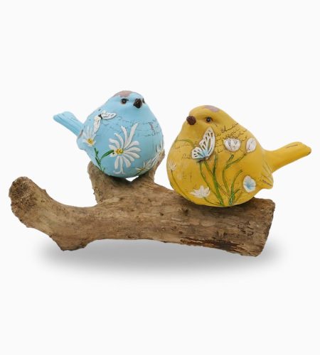 2 Birds Sitting On Tree Branch Home Decoration Showpiece